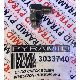 CODO CHECK BOMBA DE INYECCION CUMMINS N14 3033740

										-