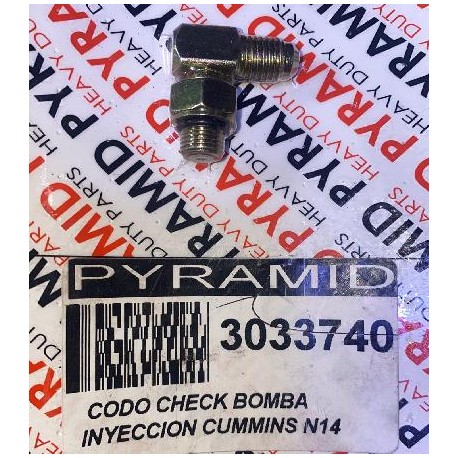 CODO CHECK BOMBA DE INYECCION CUMMINS N14 3033740

										-