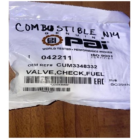 VALVULA CHECK COMBUSTIBLE N14 042211

										-